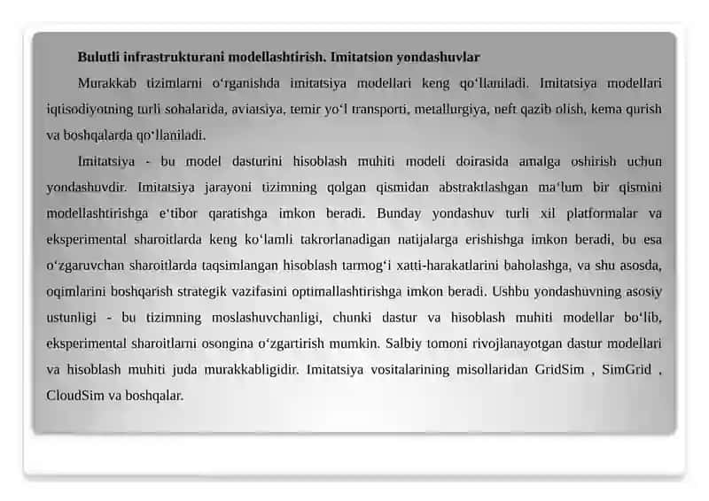 Bulutli infrastruktura modellashtirish 2