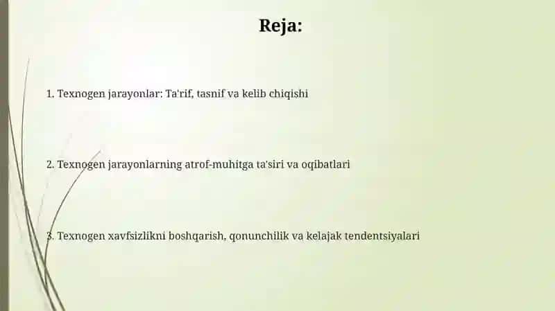 "Texnogen jarayonlar tabiiy va sunʼiy hosil boʻladigan jarayonlar" 2