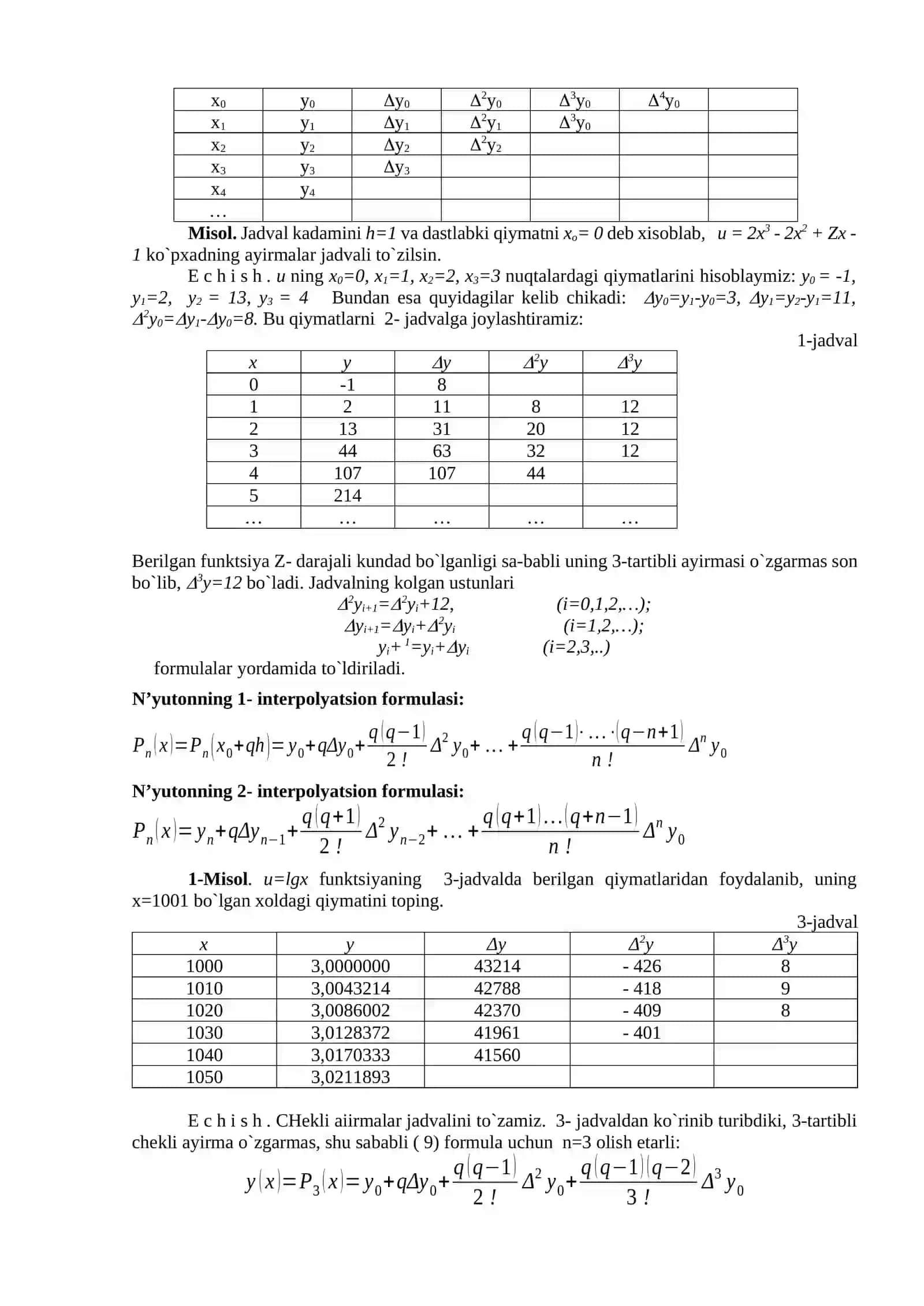 Mavzu. Lagranj interpolyasion koʻphadini qurish va xatoligini baholash 2