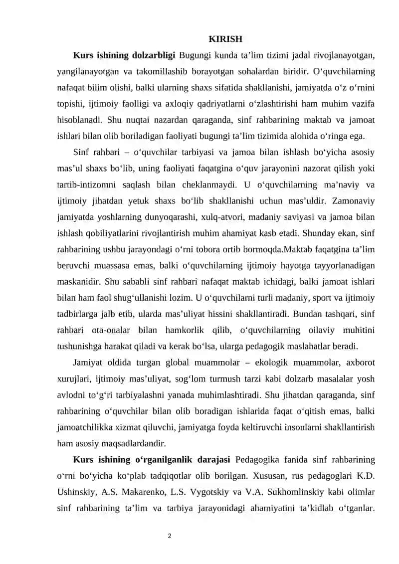 SINF RAHBARINING MAKTAB JAMOAT TASHKILOTLARI BILAN OLIB BORILADIGAN ISHLARI 2