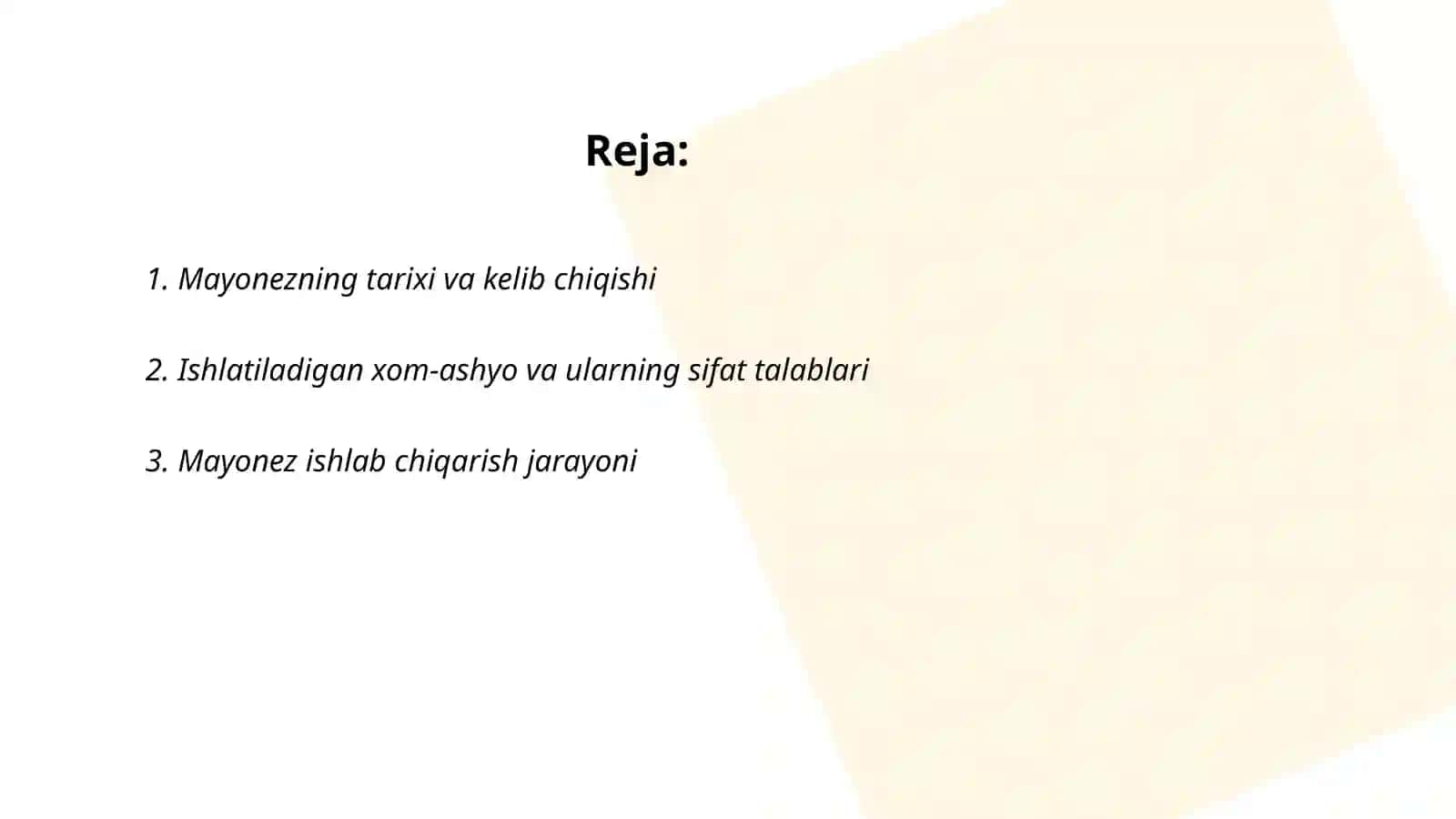 Mayonez ishlab chiqarish texnologiyasi 2