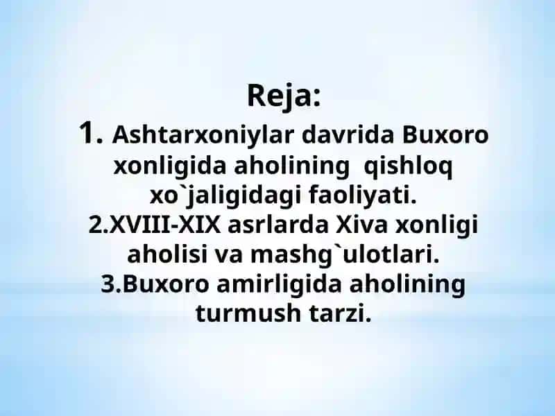 XVI-XIX asrlarda Buxoro aholisining maishiy turmush tarzi 2