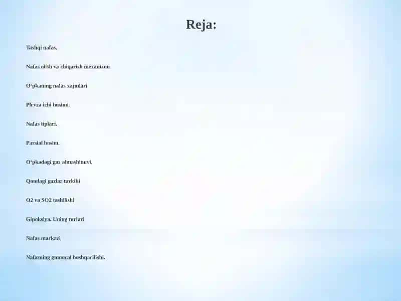 Nafas olish tizimining fiziologiyasi 2