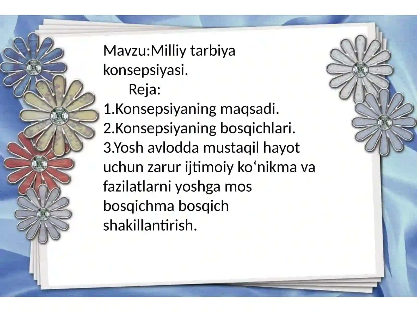 Karimova Xusnoraning tarbiya fanidan taqtimoti 2