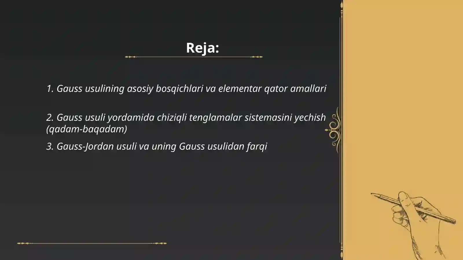 Chiziqli tenglamalar va ularni yechish 2