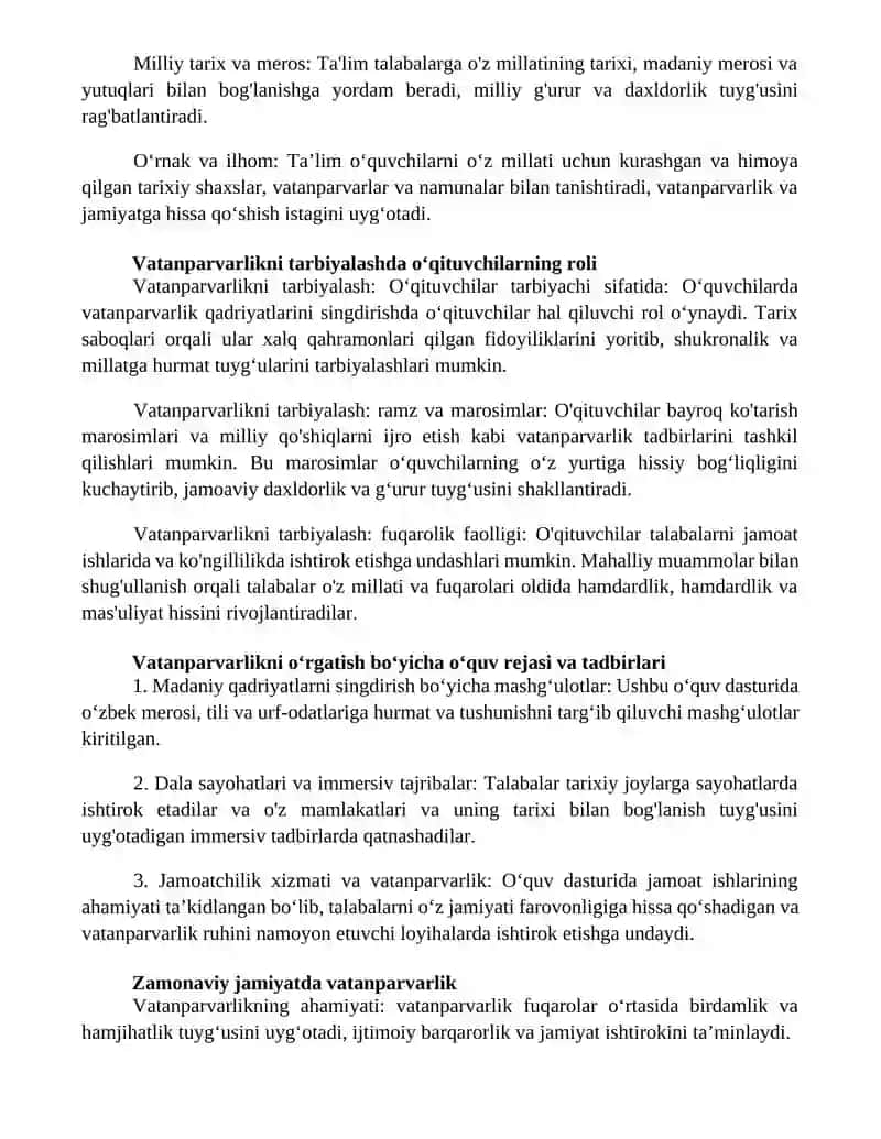 Vatanparvarlikni Tarbiyalash 2