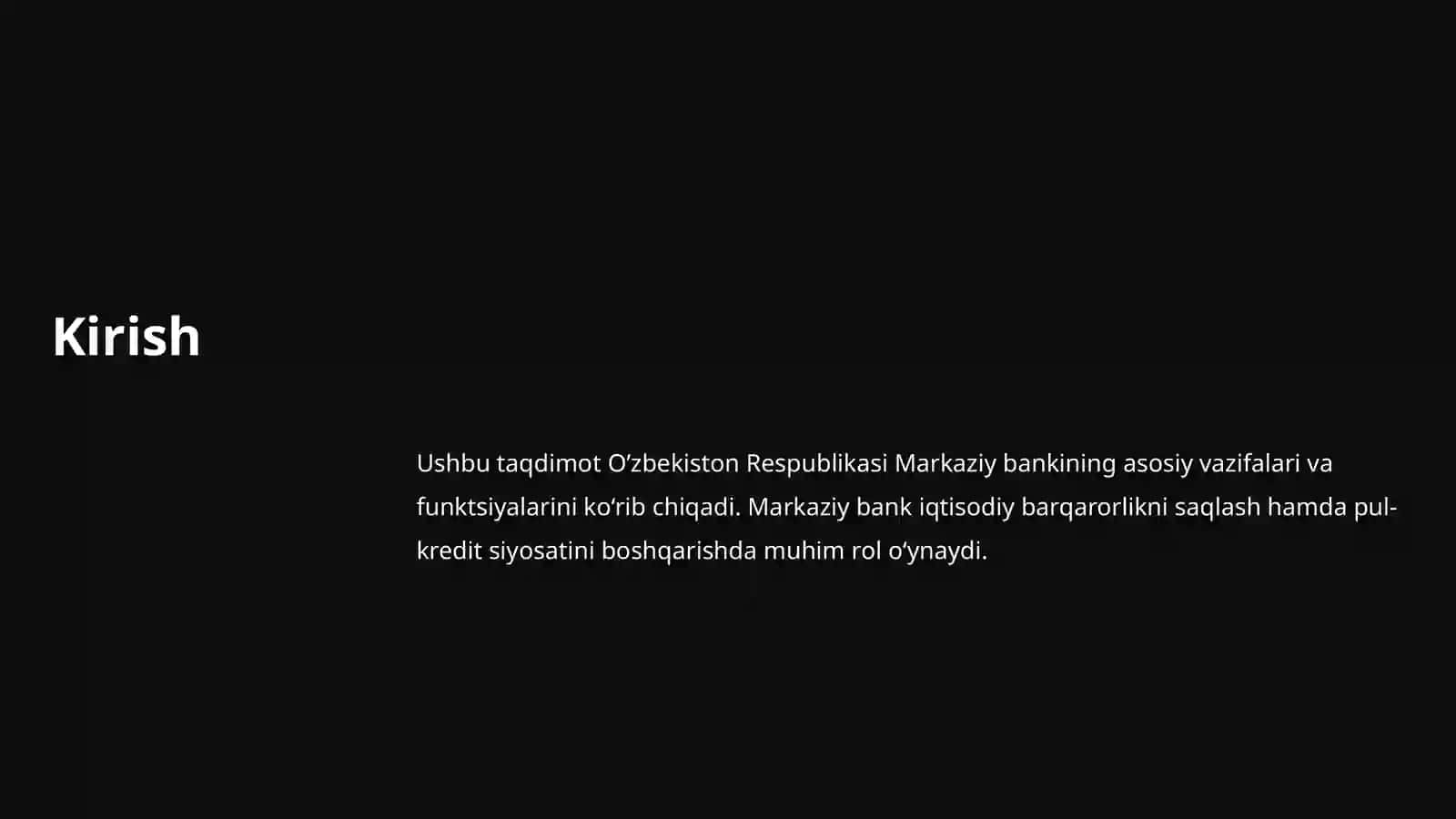 O’zbekiston Markaziy bankining roli va vazifalari 2