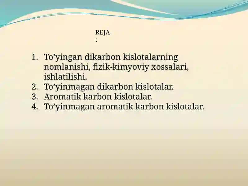 To’yingandi karbonkislotalarning nomlanishi 2