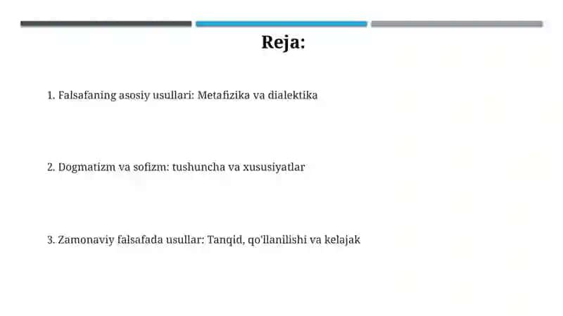 Falsafaning asosiy usullari: Metafizika va dialektika 2