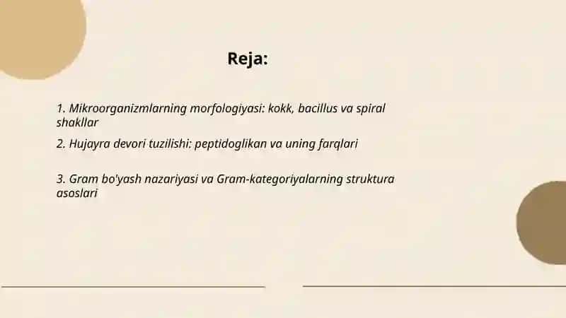 Mikroorganizmlar strukturasi. Murakkab bo'yash usullari 2