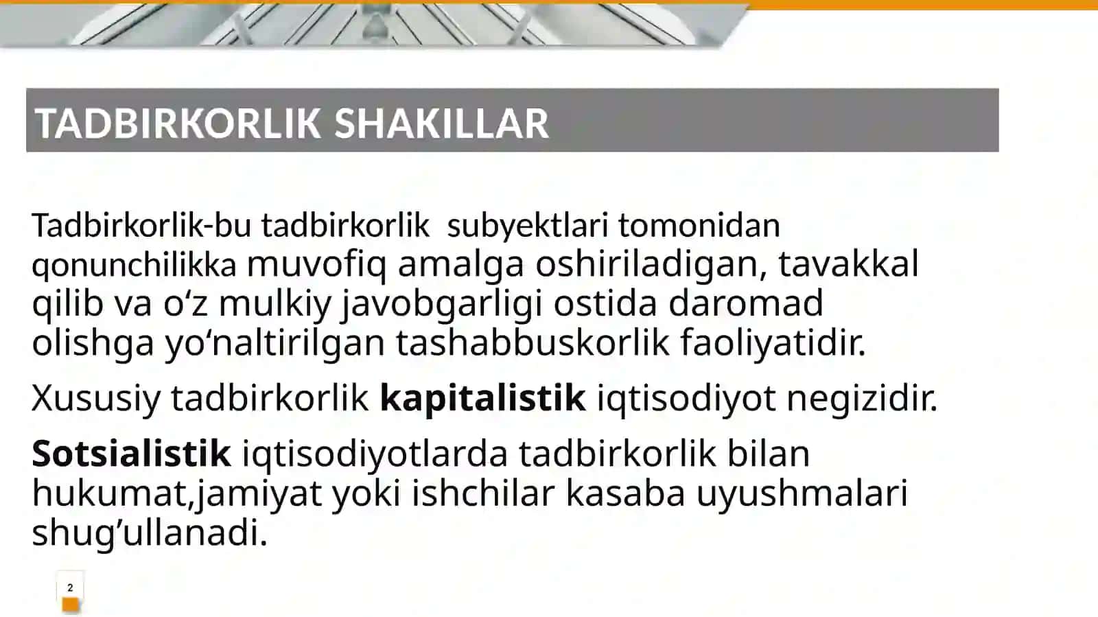 Tadbirkorlik shakillari va unitlash 2