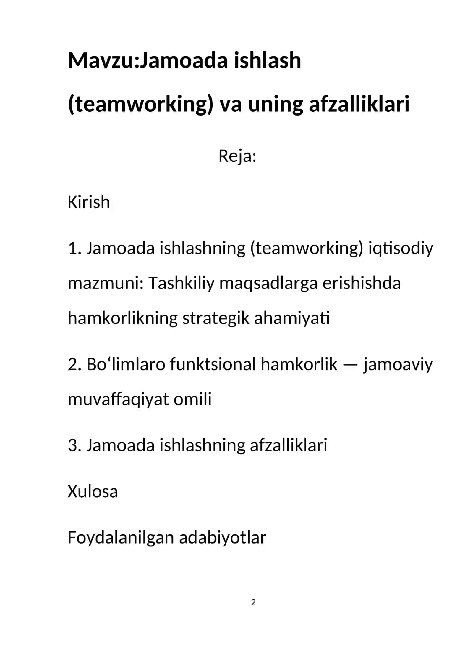 Jamoada ishlash (teamworking) va uning afzalliklari 2