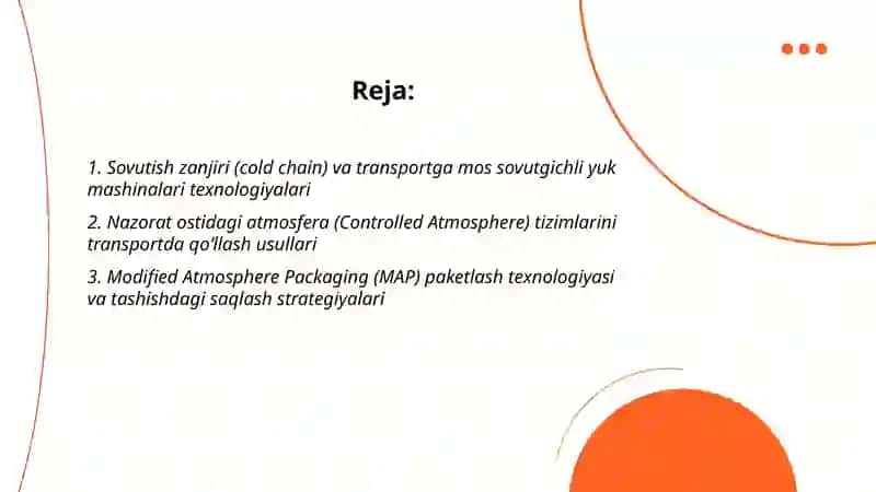 Sovutish zanjiri (cold chain) va transportga mos sovutgichli yuk mashinalari texnologiyalari 2