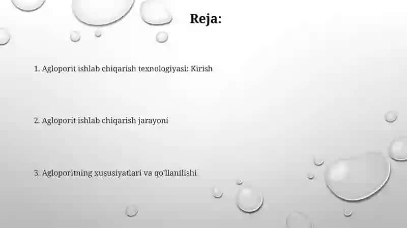 Agloporit ishlab chiqarish texnalogiyasi 2