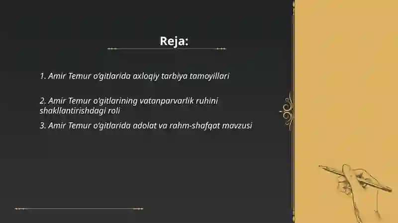Amir Temur o‘gitlarining tarbiyaviy ahamiyati 2