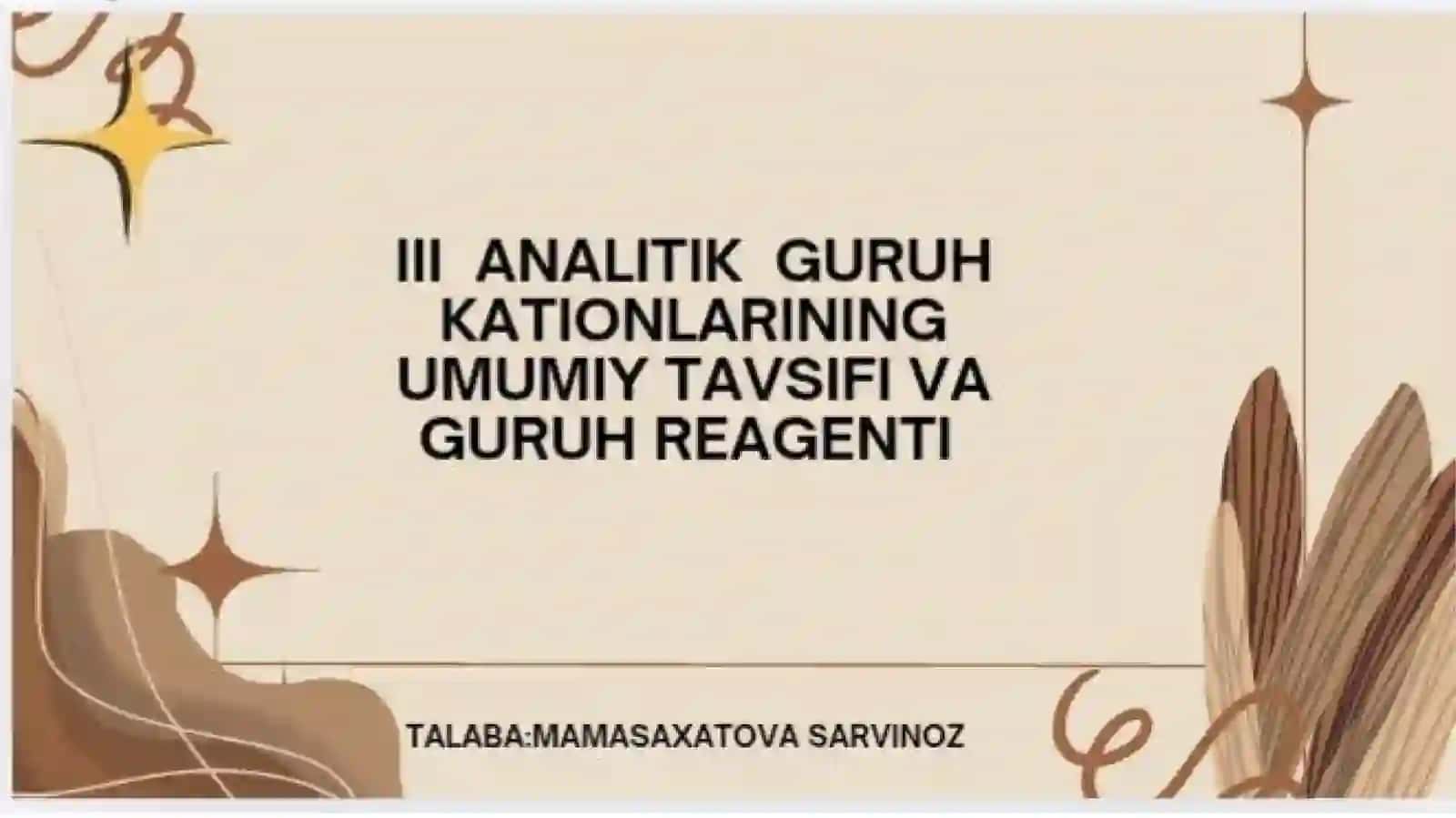 Analitik kimyo fanidan tayyorlangan taqdimoti 2