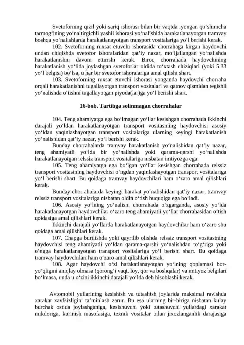 Chorrahalarda harakatini tashkil etish. 2