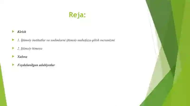 Ijtimoiy himoya ko`lami va asosiy xususiyatlari 2