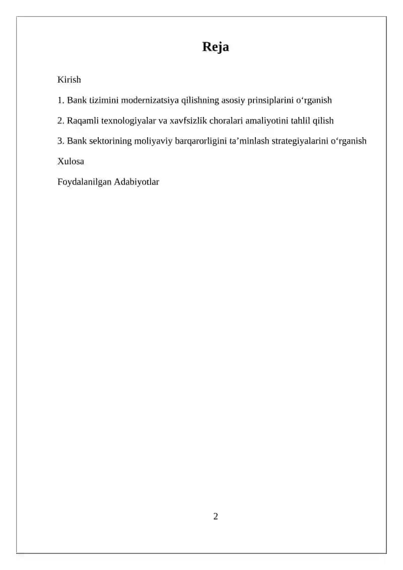 2020-2025 YILLARGA MO'LJALLANGAN UZBEKISTAN REPUBLICSINING BANK TIZIMINI ISLOX QILISH STRATEGIYASINING ASOSIY YO'NALISHLARI VA AMALIYOTGA TADBIQ ETILISHI HOLATI TAHLILI 2