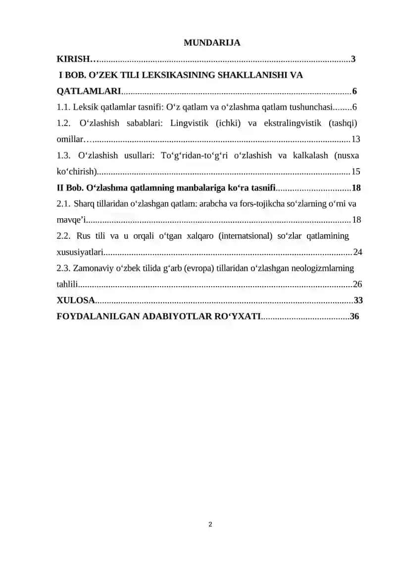 O‘ZBEK TILI LEKSIKASIDA O‘ZLASHMA QATLAM 2