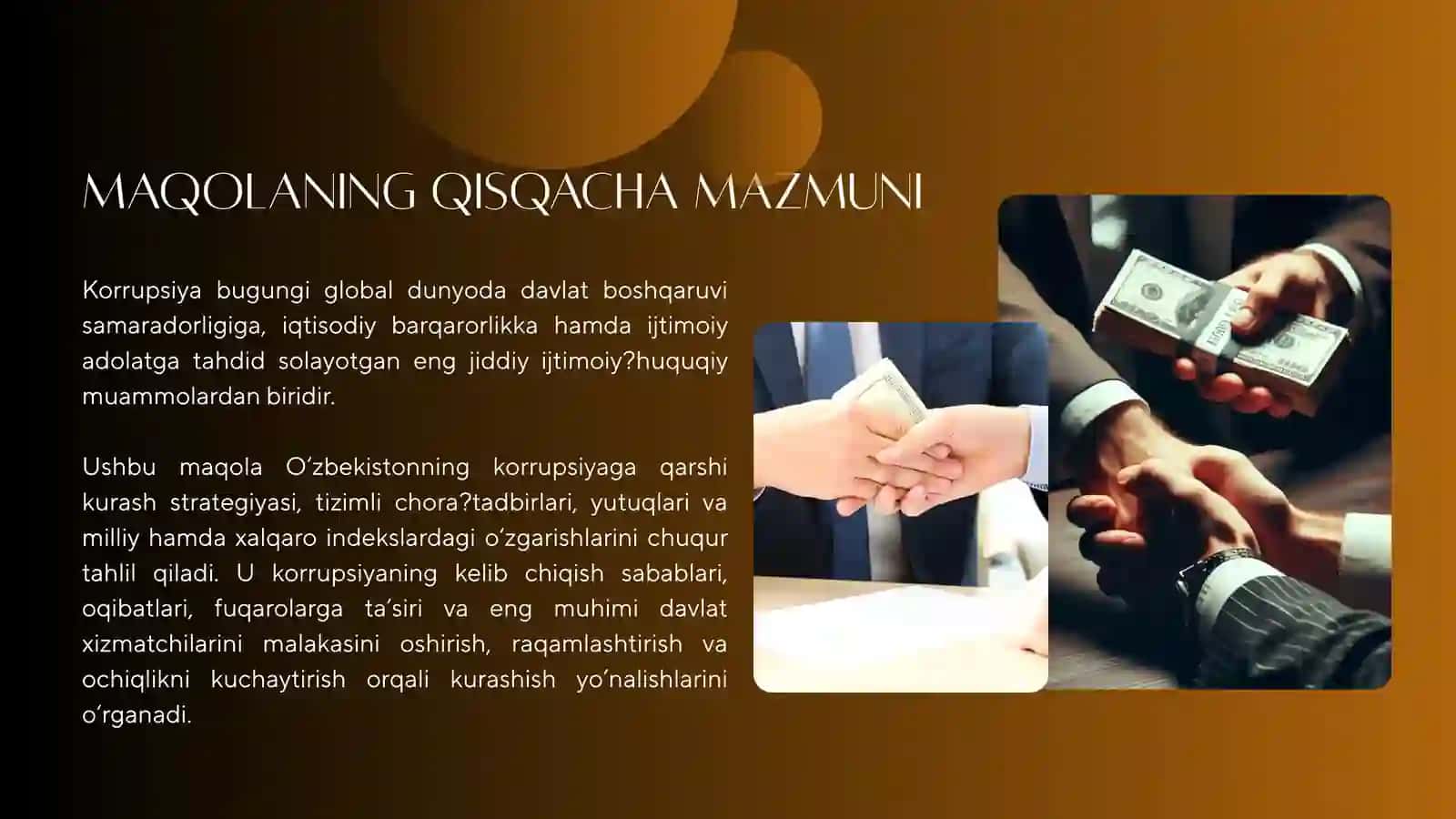 KORRUPSIYA – Jamiyat taraqqiyotiga tahdid! 2