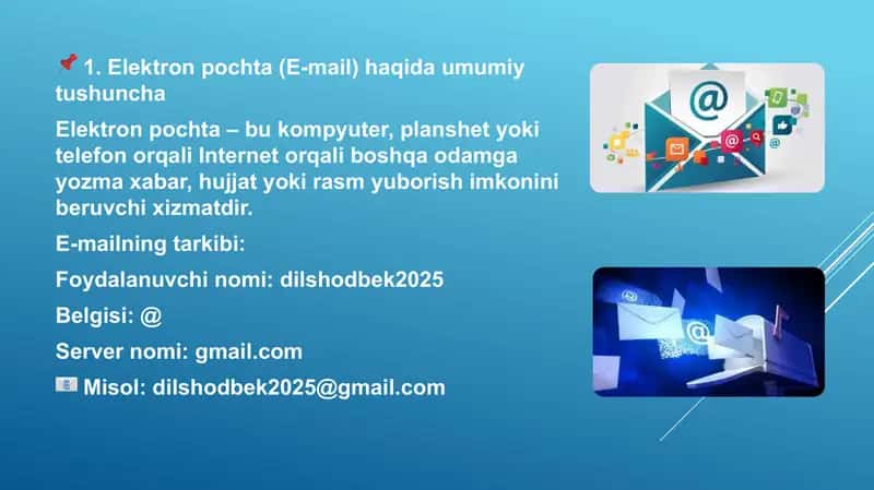 Elektron pochta orqali turli axborotlarni jonatish va qabul qilib olish 2