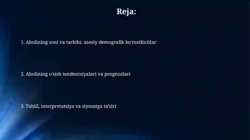 Aholi soni va tarkibi statistikasi 2