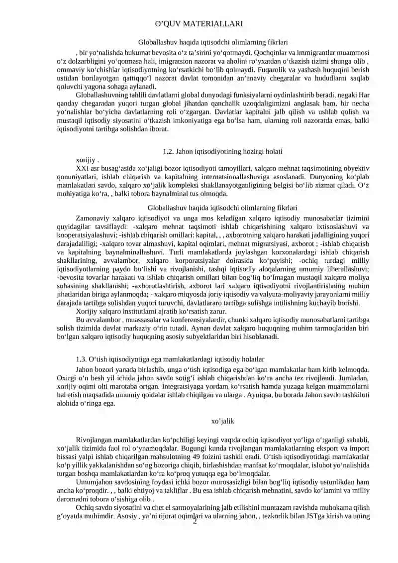 MаVZU. “GLОBАL IQTISОDIY RIVОJLАNISH” FАNINING PRЕDMЕTI VА VАZIFАLАRI 2