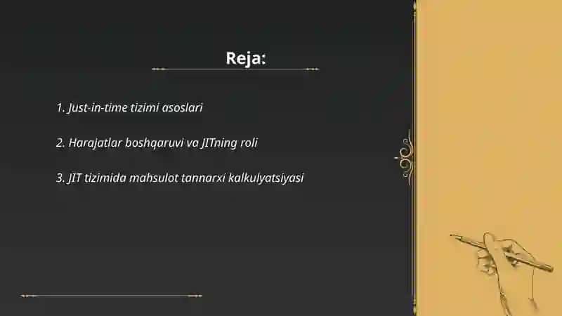 Just-in-time tizimida harajatlarni boshqarish va kalkulyatsiya qilish 2