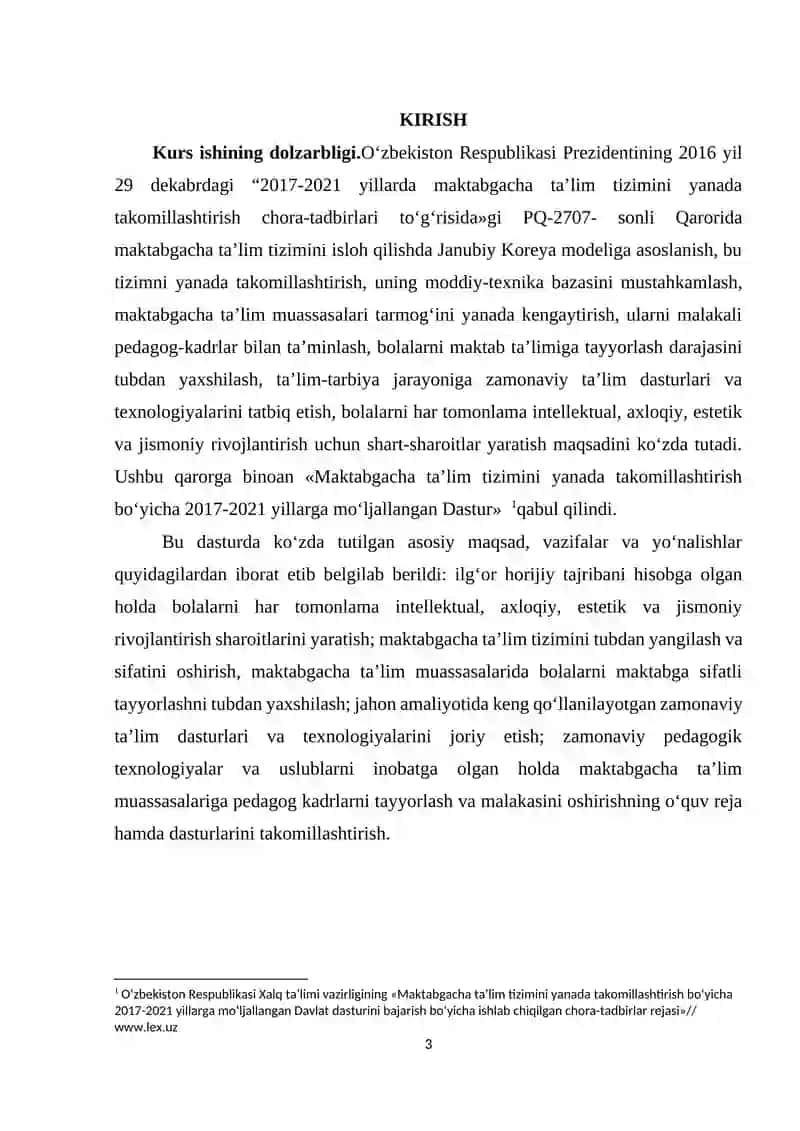Bolalar matematikasini o'rganuvchilar uchun kurs ishi 2
