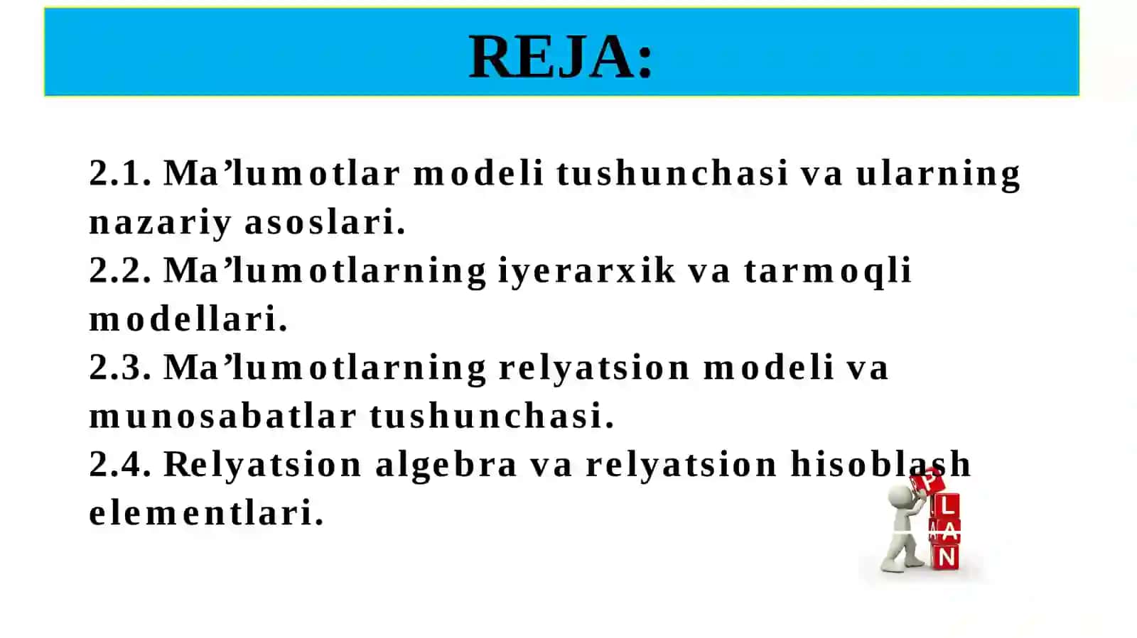 Ma’lumotlarmodellarivama’lumotlarbazasimodellari 2
