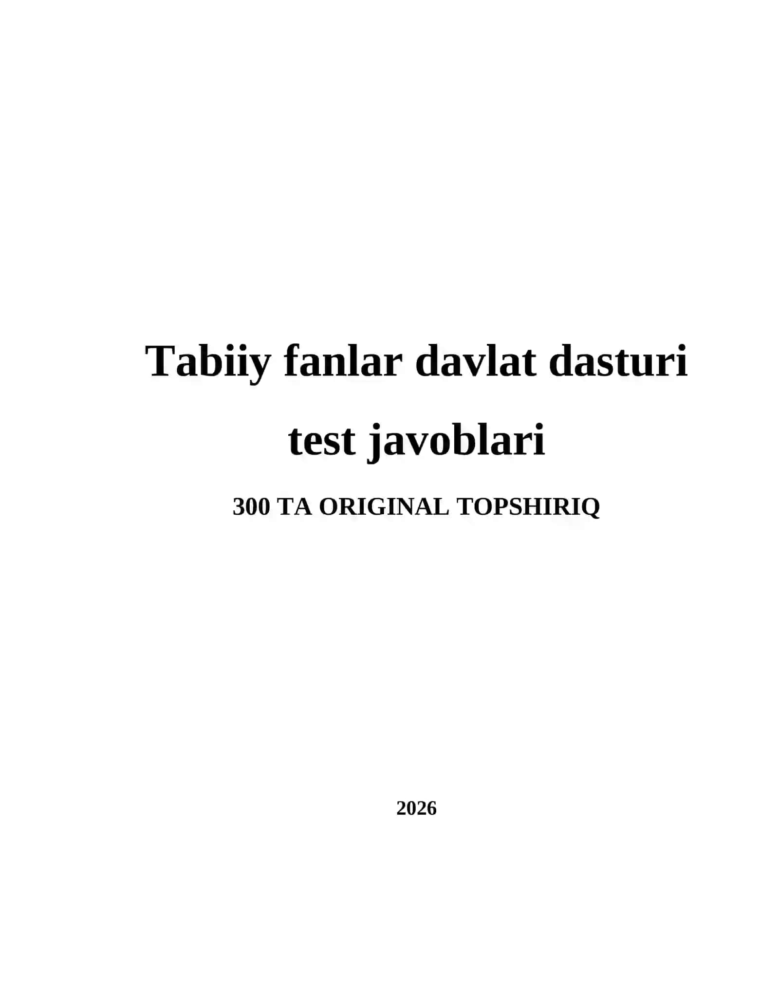 BIOLOGIYA — Topshiriqlar (Q1-100) 2
