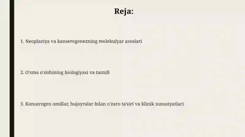 Neoplaziya. Kantserogenezni molekulyar asoslari 2