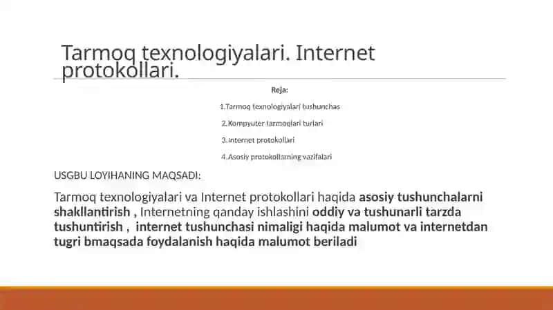Tarmoq texnologiyalari va internet protokollari 2