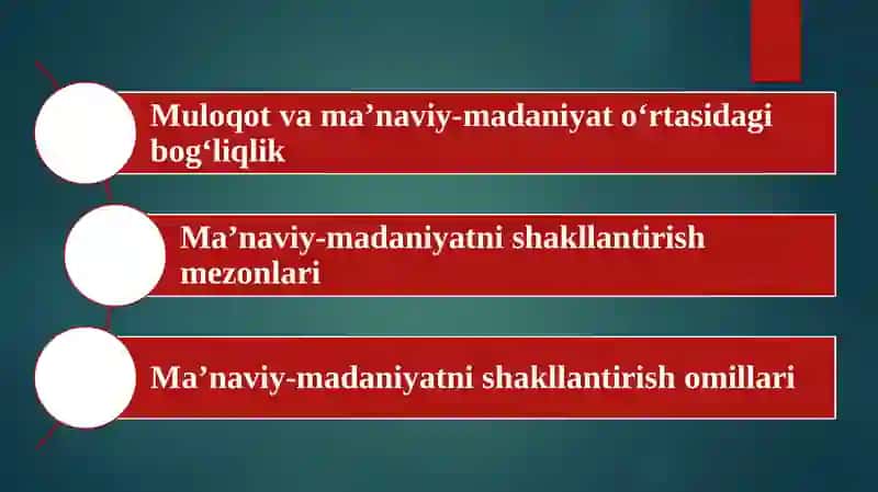 Muloqot asosida ma'naviy ma'daniyatni shakillantirish mezonlari va omillari. 2
