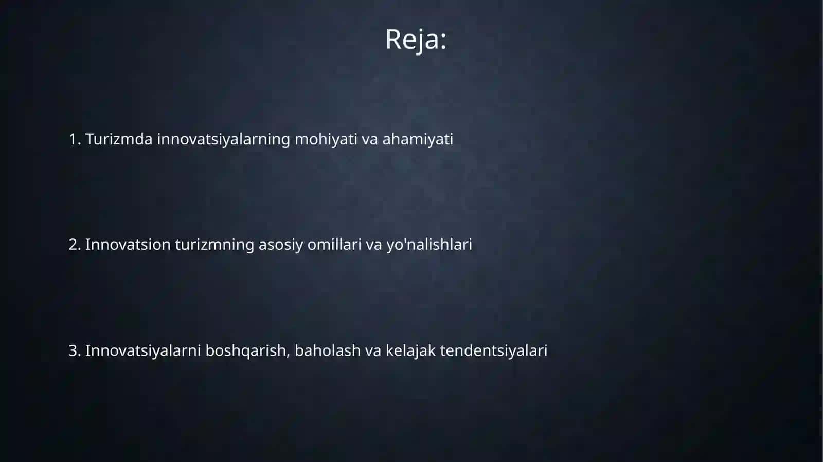 Innovatsiyalar va Turizm: Asosiy tushunchalar 2