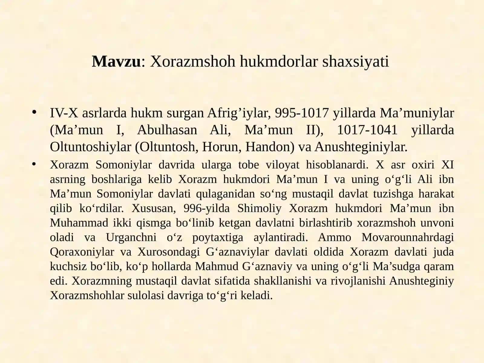Xorazmshoh hukmdorlar shaxsiyati 2