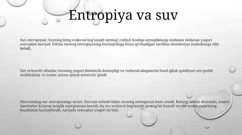 Suv Va Suv Bug‘Ining Entropiyasi 2