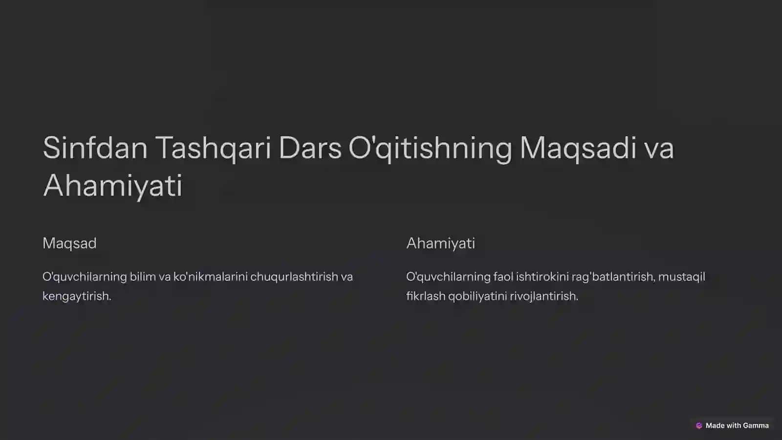 Tarixni O'qitishda Sinfdan Tashqari Dars O'qitish 2