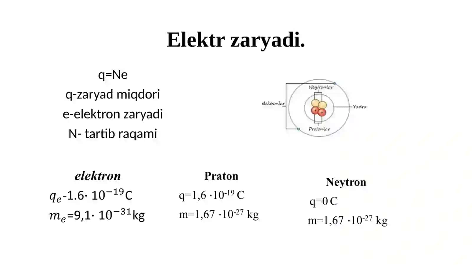 Vakuumda elektrostatik maydon. Maydon kuchlanganligi. Elektrmaydon potensiali 2