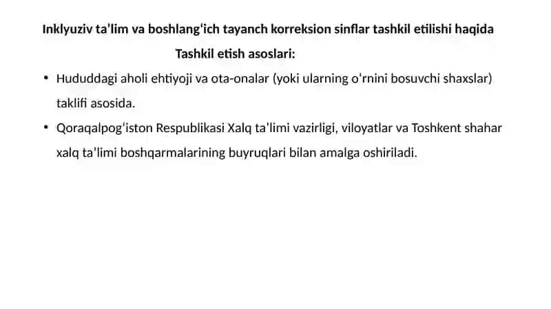 Inklyuziv ta’lim sinflari va boshlang‘ich tayanch korreksion sinflarda o‘quv-ta’lim jarayonini tashkil etish 2
