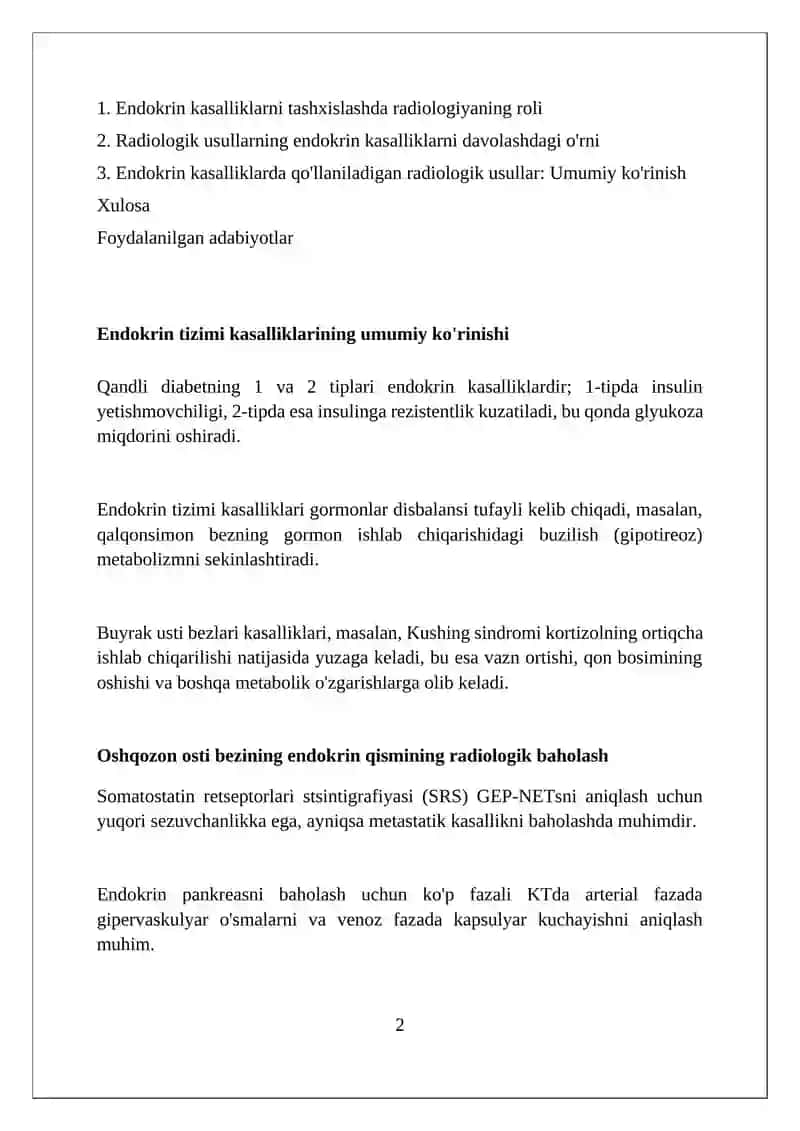 Endokrin tizimi kasalliklari nur tashxisi usullari 2