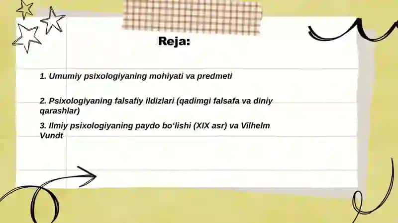 Umumiy psixologiya fanining paydo boʻlishi, taraqqiyot tarixi va tadqiqot metodlari 2