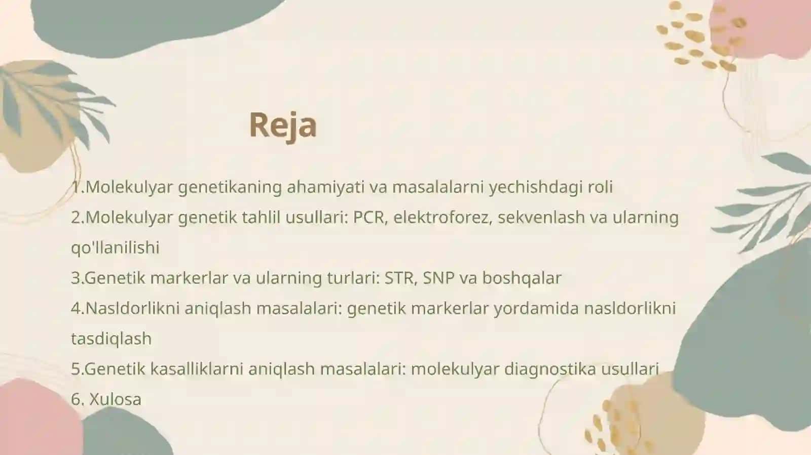 Molekulyar genetik tahlilga asoslangan masalalarni yechish 2