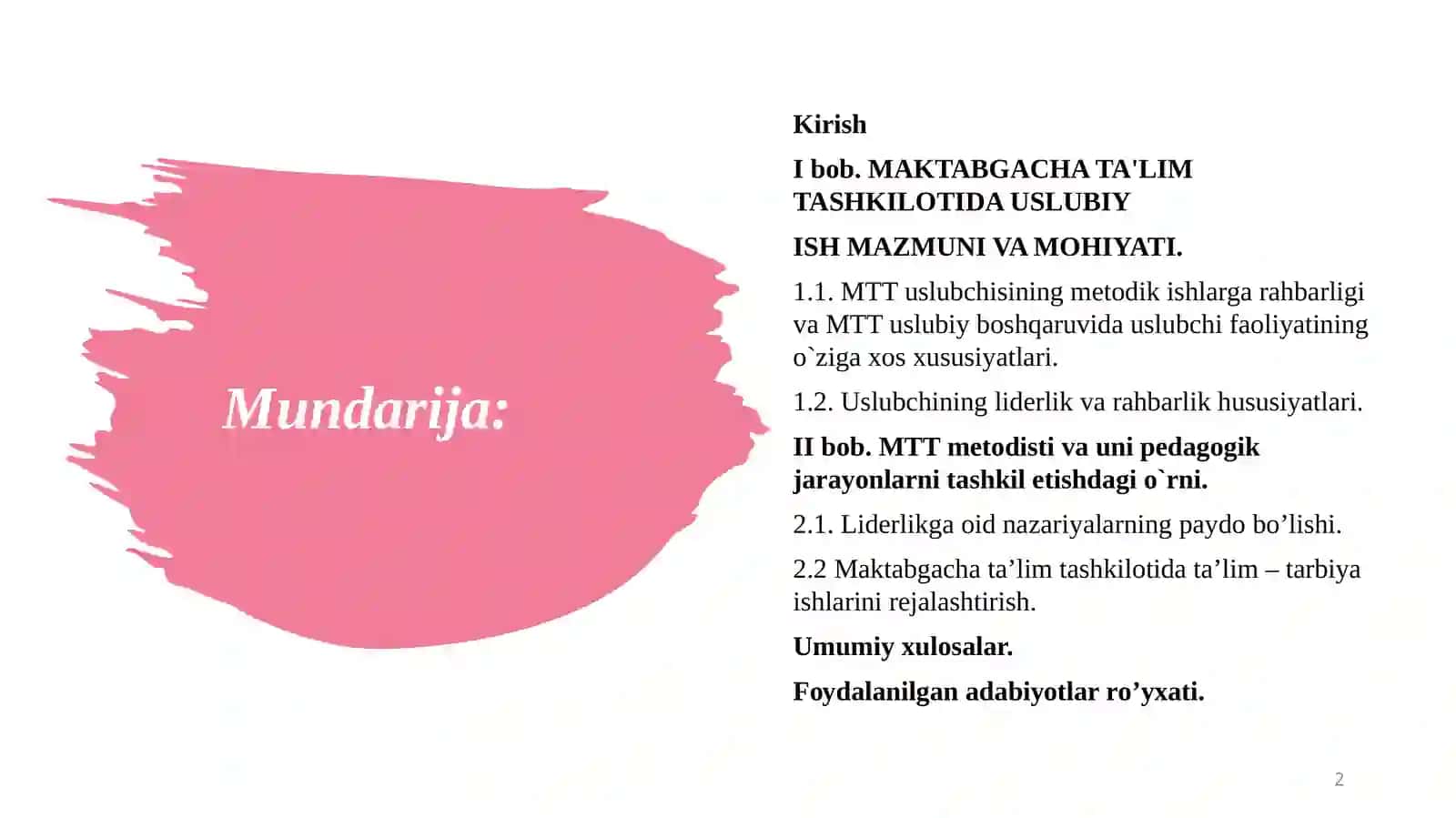 Maktabgachata'limmuassasasiuslubchisiningmetodikishlargarahbarligi 2