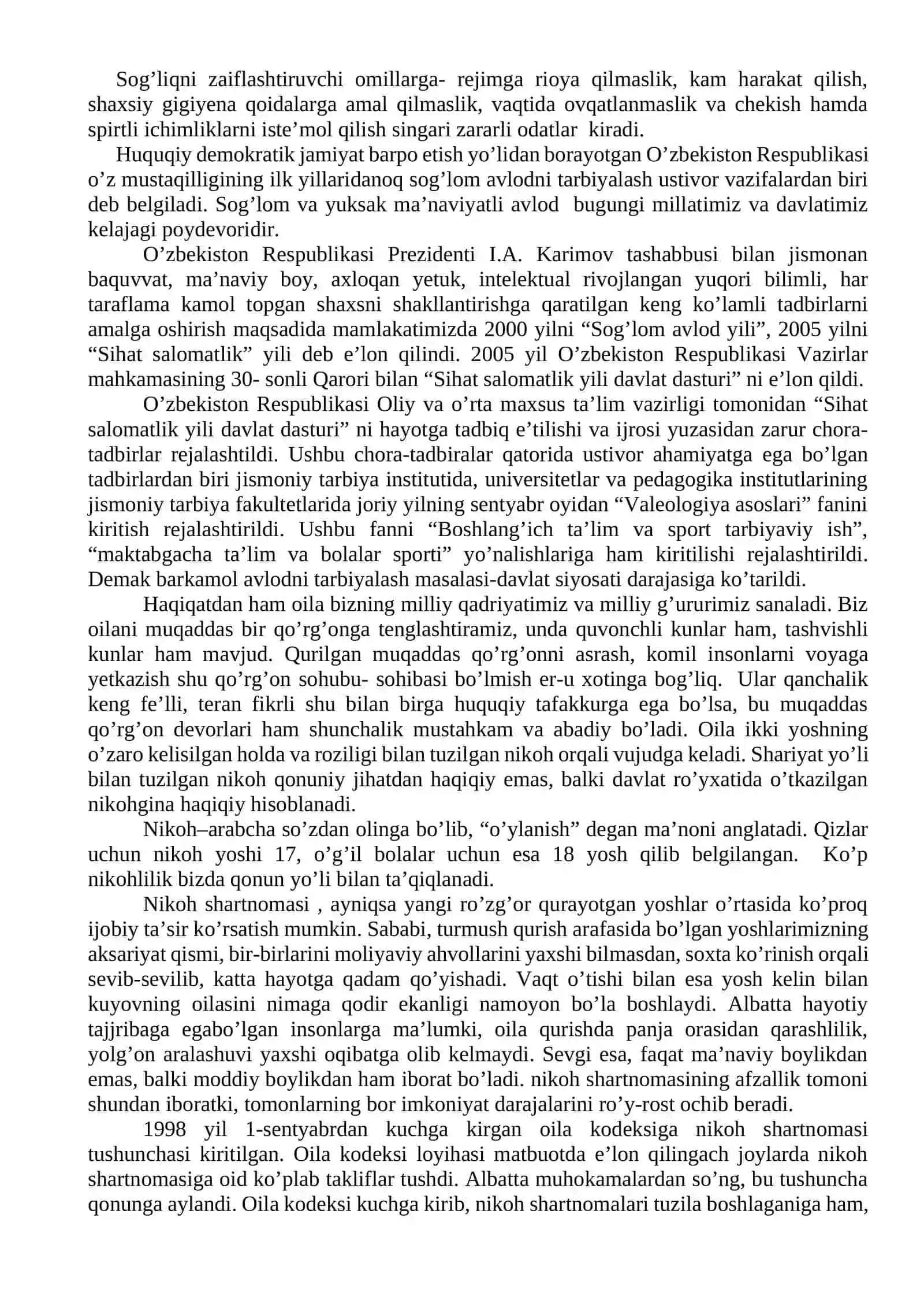 Valeologiyaga kirish. Odam salomatligi haqida hozirgi zamon tushunchalari 2
