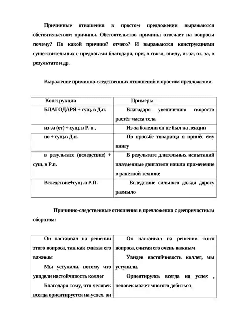 ВЫРАЖЕНИЕ ПРИЧИННО-СЛЕДСТВЕННЫХ ОТНОШЕНИЙ В ПРОСТОМ ПРЕДЛОЖЕНИИ 2