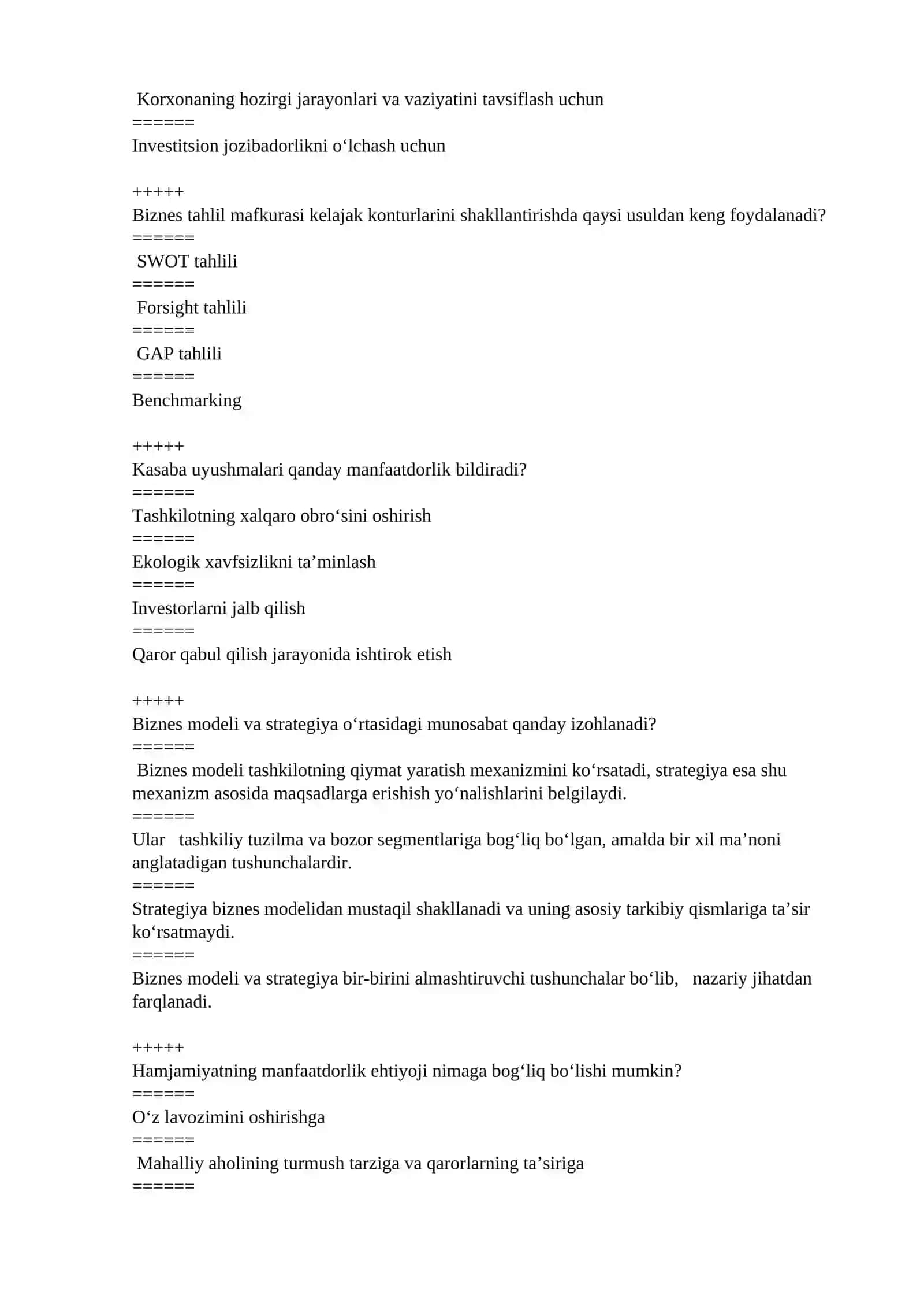 “PUL VA BANKLAR” FANIDAN TEST SAVOLLARI 2