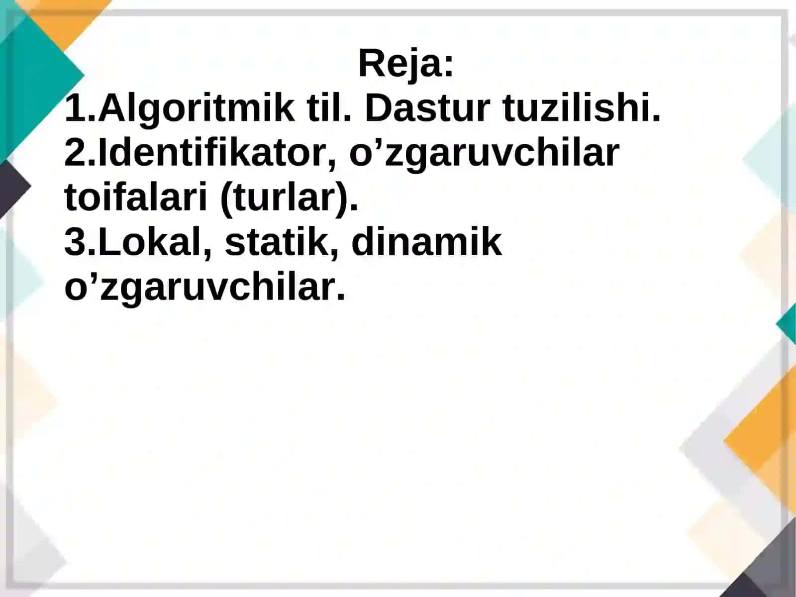 Dasturlash asoslari 2