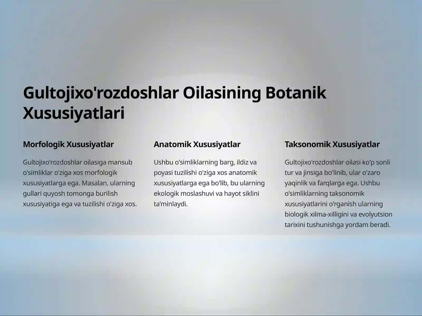 Gultojixo'rozdoshlar Oilasi: Biologiya, Ekologiya va Ahamiyati 2